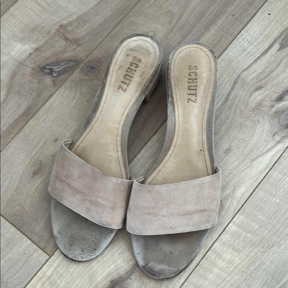 SCHUTZ Tan Mules Minimalist Slip-On